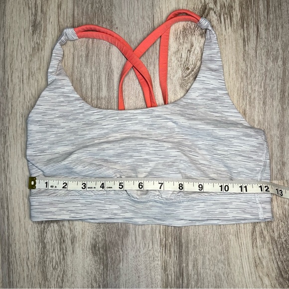 Lululemon Women's Striped Sports Bra - Gray and Coral Size 6 - Picture 4 of 5